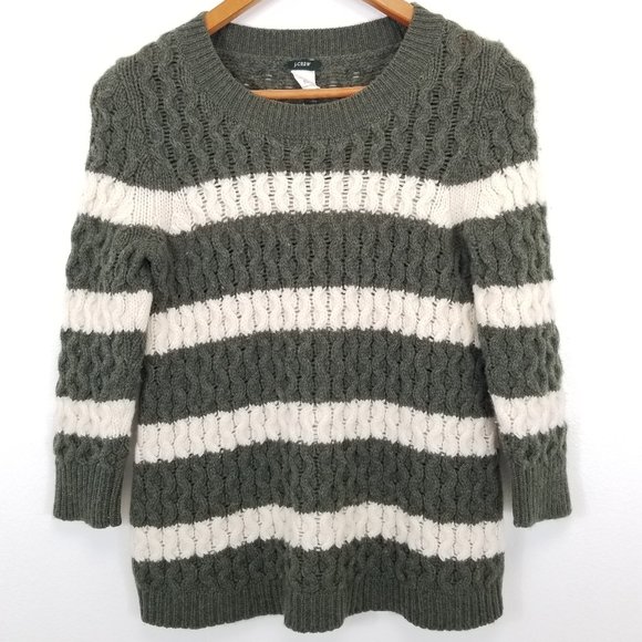 J. Crew Chunky 100% Merino Wool Knit Fisherman Sweater - Picture 1 of 6